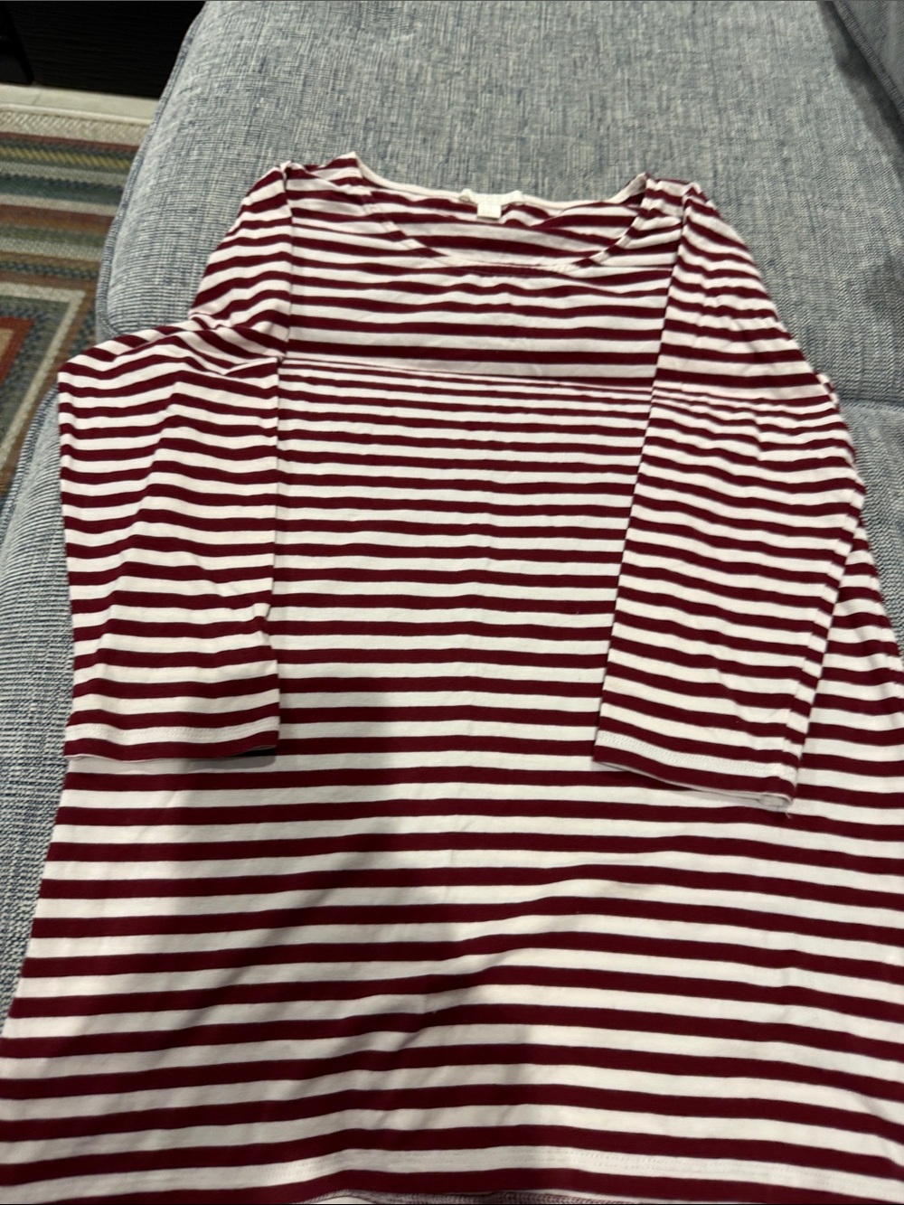 COS Burgundy and White Striped Long-Sleeve Top